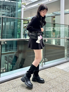 「EVOL（イーボル）のアイテム（ブーツ）」を使った、hanaさん（レディース・158cm）の秋コーディネート