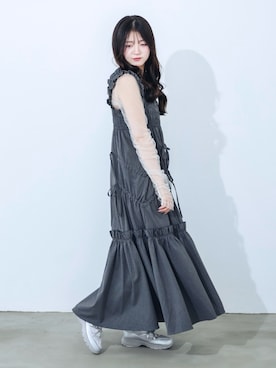 「靴下屋（クツシタヤ）のアイテム」を使った、hanaさん（レディース・158cm）の春コーディネート
