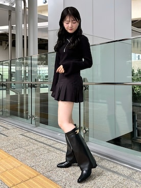 「EVOL（イーボル）のアイテム（ブーツ）」を使った、hanaさん（レディース・158cm）の秋コーディネート
