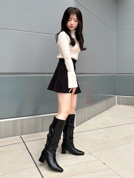 「EVOL（イーボル）のアイテム（ブーツ）」を使った、hanaさん（レディース・158cm）の秋コーディネート