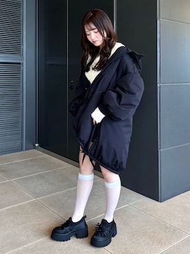 「JEANASIS（ジーナシス）のアイテム（ダウンジャケット/コート）」を使った、hanaさん（レディース・158cm）の秋コーディネート