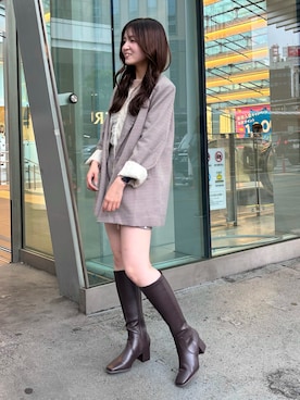 「EVOL（イーボル）のアイテム（ブーツ）」を使った、hanaさん（レディース・158cm）の秋コーディネート