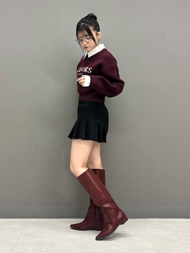 「EVOL（イーボル）のアイテム（ブーツ）」を使った、hanaさん（レディース・158cm）の秋コーディネート