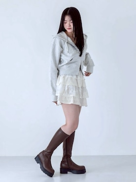 「アイテム（パーカー）」を使った、hanaさん（レディース・158cm）の秋コーディネート