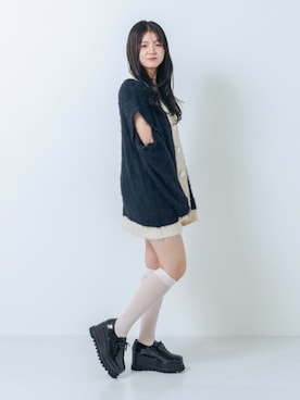 「靴下屋（クツシタヤ）のアイテム」を使った、hanaさん（レディース・158cm）の夏コーディネート