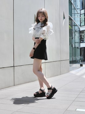 「GRL（グレイル）のアイテム（スカート）」を使った、hanaさん（レディース・158cm）の春コーディネート
