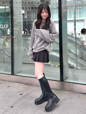 「EVOL（イーボル）のアイテム（ブーツ）」を使った、hanaさん（レディース・158cm）の秋コーディネート
