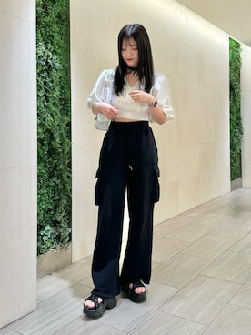 「アイテム（スウェットパンツ）」を使った、hanaさん（レディース・158cm）の夏コーディネート