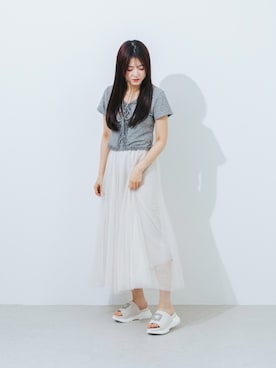 「GRL（グレイル）のアイテム（トップス、グレー系）」を使った、hanaさん（レディース・158cm）の夏コーディネート