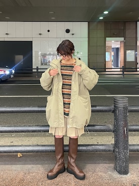 「アイテム（ダウンジャケット/コート）」を使った、ナガタエリさん（レディース・158cm・20代）の秋コーディネート