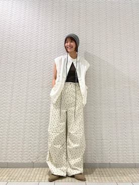 「アイテム（ニットキャップ/ビーニー）」を使った、erieri1002さん（レディース・158cm）の夏コーディネート