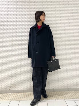 「かぐれ」｜「アイテム（ピーコート）」を使った、ナガタエリさん（レディース・158cm）の冬コーディネート