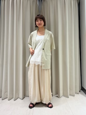「KBF（ケイビーエフ）のアイテム（ジャケット/アウター）」を使った、ナガタエリさん（レディース・158cm）の夏コーディネート