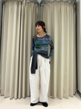 「KBF（ケイビーエフ）のニットカーディガンSETシアートップス（カーディガン/ボレロ、グレー系）」を使った、ナガタエリさん（レディース・158cm）の秋コーディネート