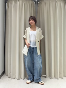 「KBF（ケイビーエフ）のアイテム（ジャケット/アウター）」を使った、ナガタエリさん（レディース・158cm）の夏コーディネート