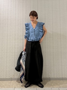 「KBF（ケイビーエフ）のアイテム（シューズ）」を使った、ナガタエリさん（レディース・158cm）の春コーディネート