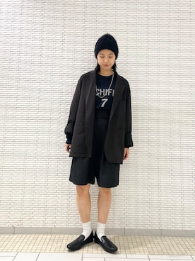 「アイテム（セットアップ、ブラウン系）」を使った、ナガタエリさん（レディース・158cm）の秋コーディネート