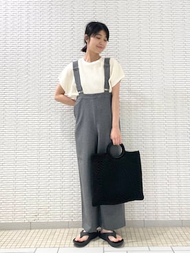 「骨格ウェーブ」｜「アイテム（オールインワン・サロペット）」を使った、ナガタエリさん（レディース・158cm）の夏コーディネート