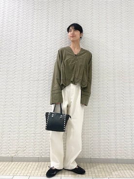 「ブラウスコーデ」｜「アイテム（バレエシューズ）」を使った、ナガタエリさん（レディース・158cm）の夏コーディネート