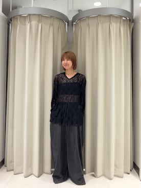 「KBF（ケイビーエフ）のフーディーレーストップス（Tシャツ/カットソー、ブラック系）」を使った、ナガタエリさん（レディース・158cm）の夏コーディネート