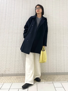 「アーバンリサーチドアーズ」｜「アイテム（ピーコート）」を使った、ナガタエリさん（レディース・158cm）の秋コーディネート