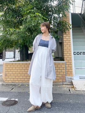 「ブラウス」｜「アイテム（オールインワン・サロペット）」を使った、erieri1002さん（レディース・158cm）の夏コーディネート
