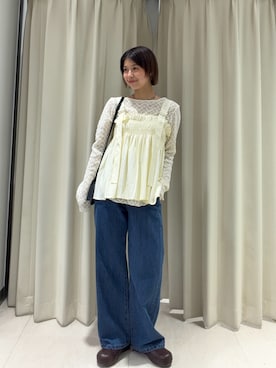 「KBF（ケイビーエフ）のアイテム（バッグ）」を使った、ナガタエリさん（レディース・158cm）の春コーディネート