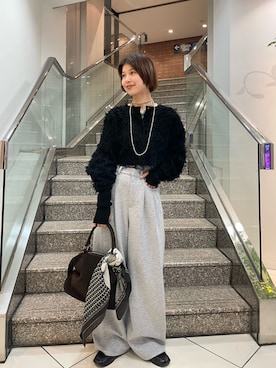 「アイテム（バンダナ/スカーフ）」を使った、ナガタエリさん（レディース・158cm）の冬コーディネート