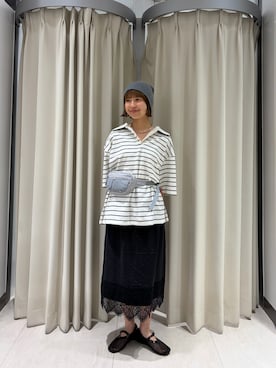 「KBF（ケイビーエフ）のアイテム（帽子）」を使った、ナガタエリさん（レディース・158cm）の夏コーディネート