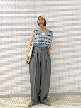 「アイテム（ベスト）」を使った、ナガタエリさん（レディース・158cm）の夏コーディネート