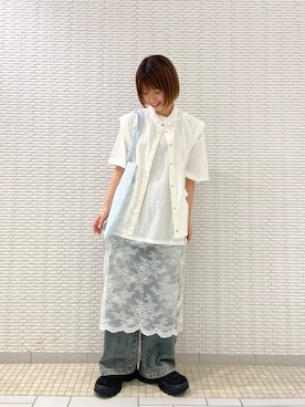 「デニム」｜「アイテム（その他アウター）」を使った、erieri1002さん（レディース・158cm）の夏コーディネート