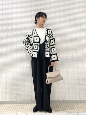 「骨格ウェーブ」｜「アイテム（オールインワン・サロペット）」を使った、ナガタエリさん（レディース・158cm）の夏コーディネート