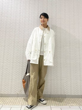 「Barbour（バブアー）の『別注』Barbour　BEDALE（その他アウター）」を使った、ナガタエリさん（レディース・158cm）の秋コーディネート