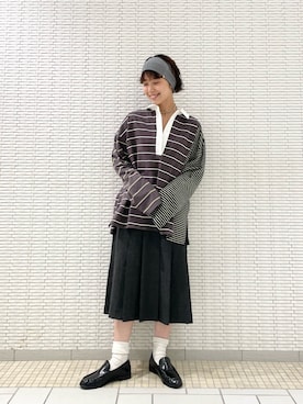 「ラガーシャツ」｜ナガタエリさん（レディース・158cm）の秋コーディネート