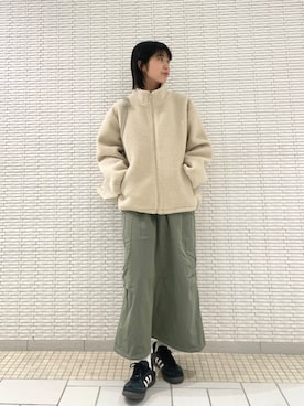 「かぐれ」｜「アイテム（ブルゾン）」を使った、ナガタエリさん（レディース・158cm）の冬コーディネート