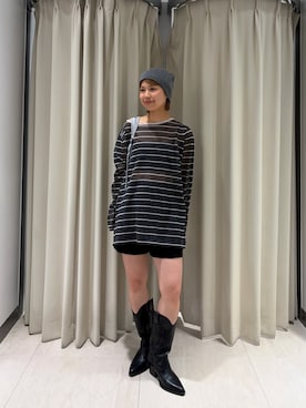 「KBF（ケイビーエフ）のアイテム（帽子）」を使った、ナガタエリさん（レディース・158cm）の夏コーディネート