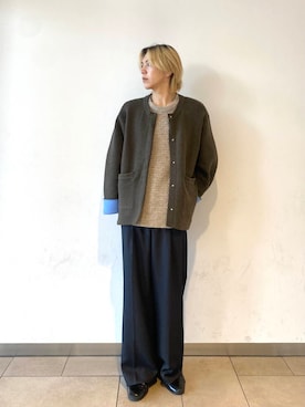 「アイテム（ノーカラーコート）」を使った、daikiさん（メンズ・173cm）の冬コーディネート