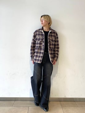 「SENSE OF PLACE by URBAN RESEARCH（センスオブプレイスバイアーバンリサーチ）のオンブレーチェックボアジャケット（その他アウター）」を使った、daikiさん（メンズ・173cm）の冬コーディネート