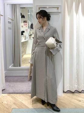 「おでかけ」｜「アイテム（ワンピース/ドレス）」を使った、YUさん（レディース・153cm）の冬コーディネート