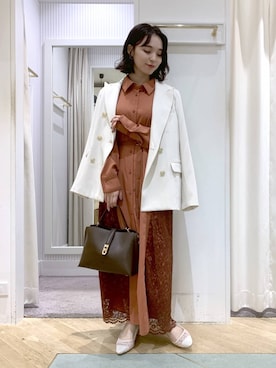 「アイテム（シャツワンピース）」を使った、YUさん（レディース・153cm）の秋コーディネート