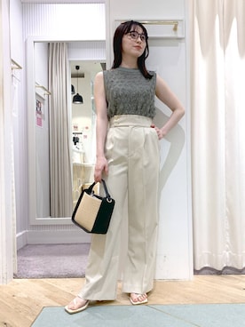 「Andemiu（アンデミュウ）のザツザイハイショクBAG995247（かごバッグ）」を使った、YUさん（レディース・153cm）の春コーディネート