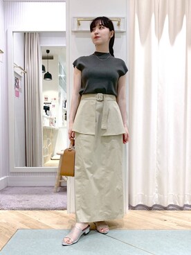 「Andemiu（アンデミュウ）のザツザイハイショクBAG995247（かごバッグ）」を使った、YUさん（レディース・153cm）の夏コーディネート
