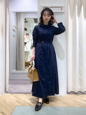 「Andemiu（アンデミュウ）のスカーフハンドルBAG639610（ハンドバッグ、ブラウン系）」を使った、YUさん（レディース）の冬コーディネート