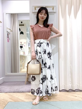 「Andemiu（アンデミュウ）のザツザイハイショクBAG995247（かごバッグ）」を使った、YUさん（レディース・153cm）の春コーディネート