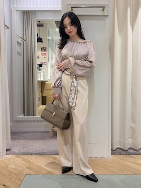 「Andemiu（アンデミュウ）のサイドストラップミュール/1045951（パンプス）」を使った、YUさん（レディース・153cm）の秋コーディネート