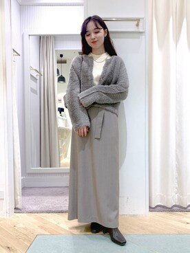 「Andemiu（アンデミュウ）のパールメタルアクセントネックレス139103（ネックレス）」を使った、YUさん（レディース・153cm）の秋コーディネート
