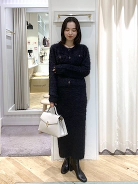 「Andemiu（アンデミュウ）のスクエアフラップバック592843（ハンドバッグ）」を使った、YUさん（レディース・153cm）の冬コーディネート