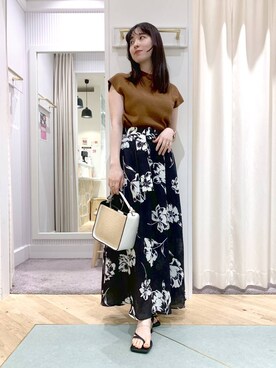 「Andemiu（アンデミュウ）のザツザイハイショクBAG995247（かごバッグ）」を使った、YUさん（レディース・153cm）の春コーディネート
