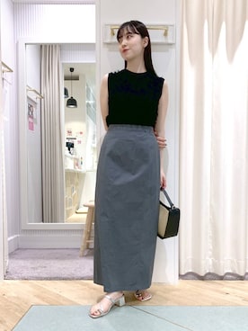 「Andemiu（アンデミュウ）のザツザイハイショクBAG995247（かごバッグ）」を使った、YUさん（レディース・153cm）の夏コーディネート