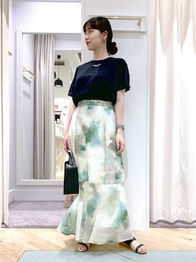 「Andemiu（アンデミュウ）のザツザイハイショクBAG995247（かごバッグ）」を使った、YUさん（レディース・153cm）の夏コーディネート